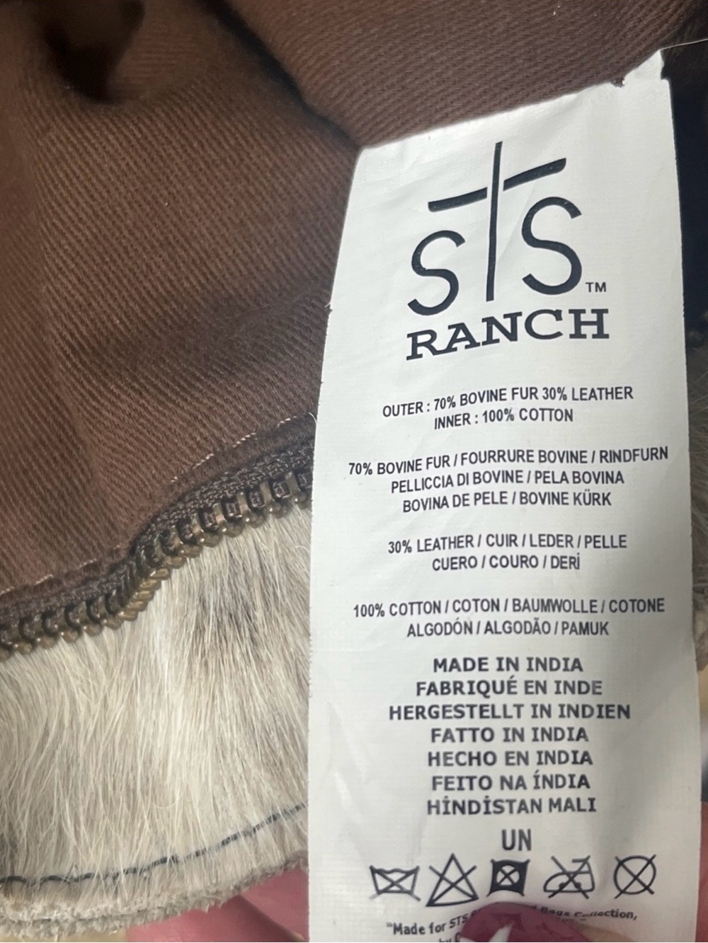 STS Ranchwear Brown & Cream Spotted Hair-on-Hide Tote with Leather Tassel - Picture 13 of 13